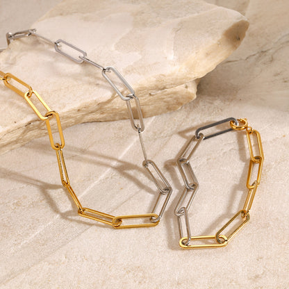 Stainless Steel Color Block Necklace High-End Ins Collarbone Chain Plain Circle Chain Titanium Steel Jewelry