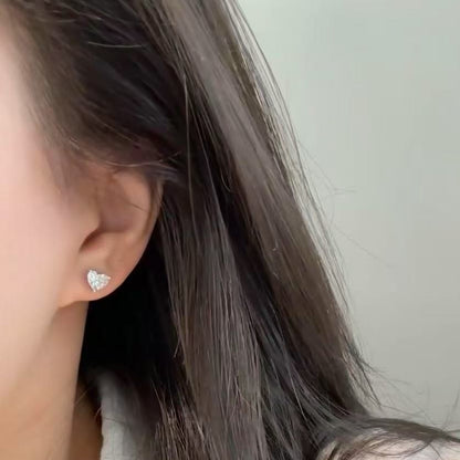Pure Silver S925 High Carbon Diamond Heart Stud Earrings Water Drop Tear Earrings Fashion Versatile Cute Sweet