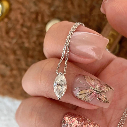 Sterling Silver s925Super Sparkling Horse Eye Necklace Light Luxury High-end Flash Zirconium Clavicle Chain