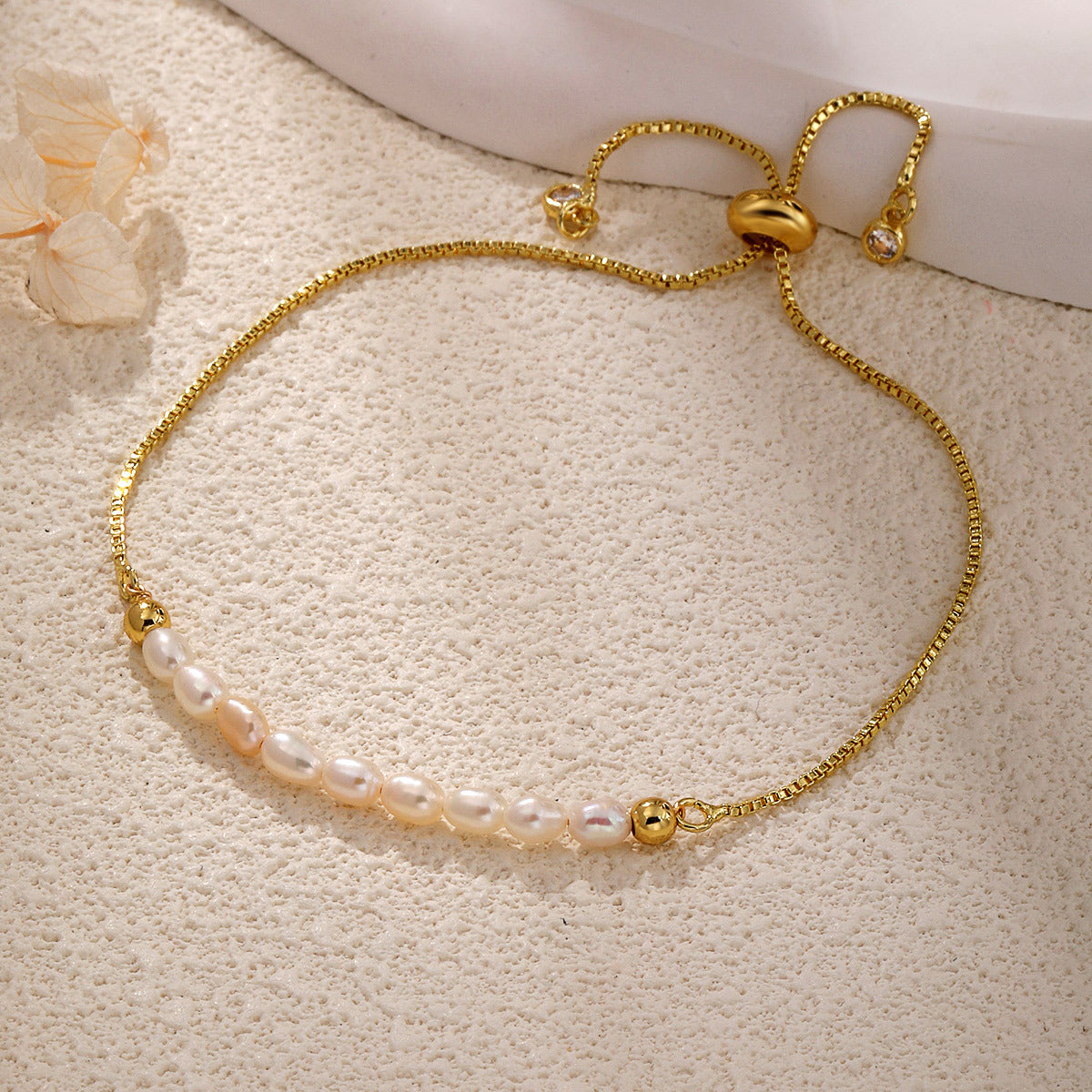 Niche Design Minimalist Freshwater Pearl Chain Stitching Bracelet Mother's Day Gift Versatile Adjustable Bracelet for Women