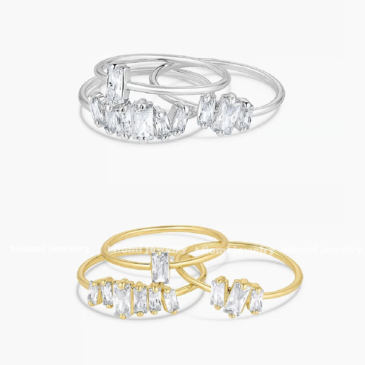 S925 silver gold ring zircon jewelry