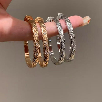 Pure Silver S925 Chanel Style Large Hoop Earrings High-end Shiny Hoop Minimalist Light Luxury Fashion Earrings