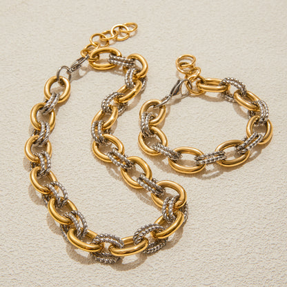 Stainless Steel Color Block Bracelet High-End Feel Hand Jewelry Titanium Steel Necklace Metal Style Bracelet