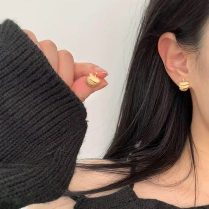 Pure Silver S925 Brushed Craft Apple Earrings Simple Fashion Niche High-end Exquisite Versatile