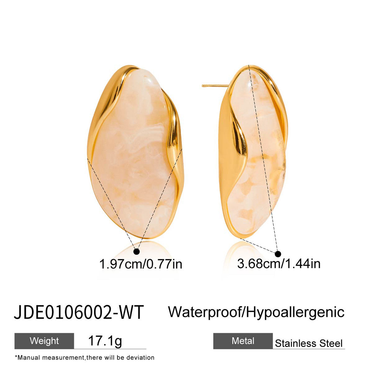 Stainless Steel Melad Resin Earrings Niche High-End Feel Ear Jewelry Titanium Steel Accessories Women's Hot Item