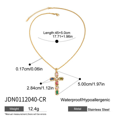 Titanium Steel Cross Necklace Light Luxury Niche Letter Clavicle Chain Stainless Steel Jewelry for Women with a Sense of Sophistication