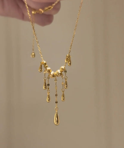 Sterling Silver s925Cat Eye Laser Bead Tassel Necklace Palace Style Design High-end Light Luxury Autumn Winter Collarbone Chain