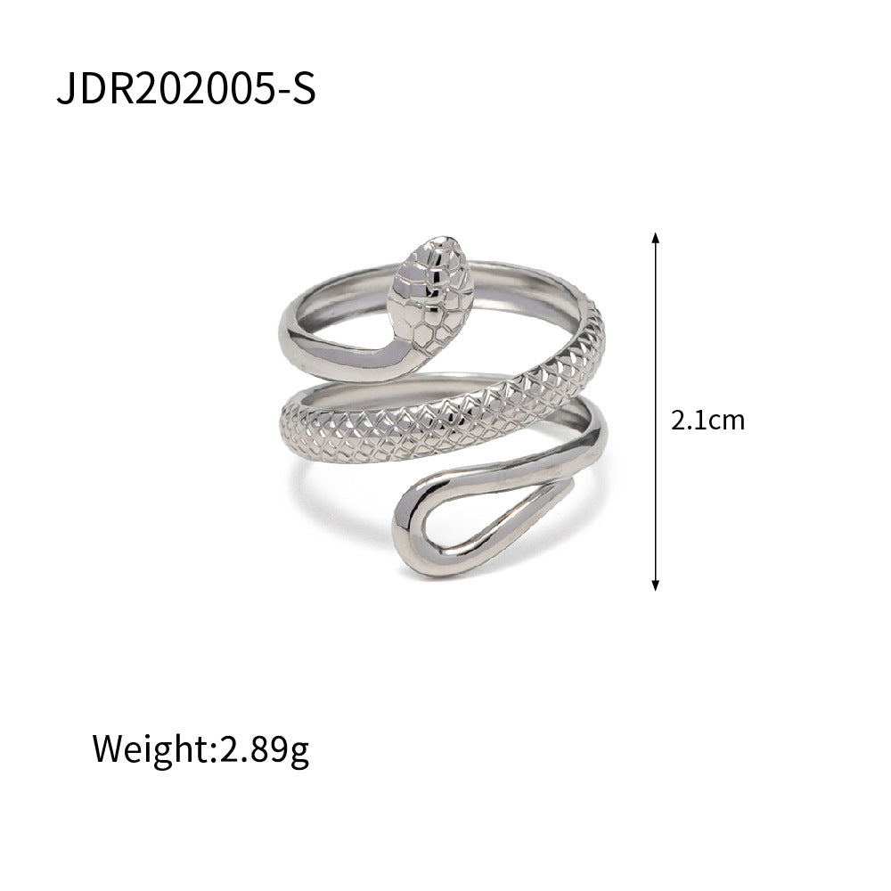 Stainless Steel Snake Ring High-End Niche Style Open Ring Titanium Steel Hand Jewelry Rings