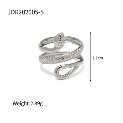 Stainless Steel Snake Ring High-End Niche Style Open Ring Titanium Steel Hand Jewelry Rings