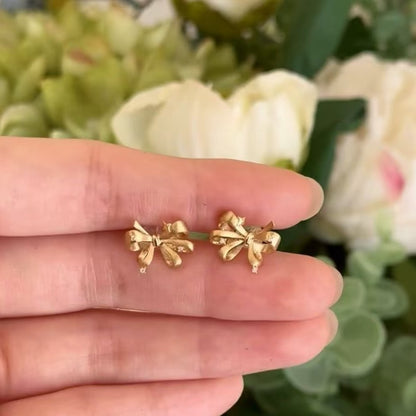 Italian Vintage Craftsmanship Light Luxury High-End Feel 925 Sterling Silver Bowknot Brushed Earrings Niche High-End Temperament