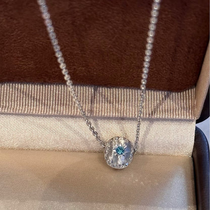 S925Pure Silver Light Luxury High-End Brushed Craft Sphere Starlight Road Three-Color Ball Necklace Niche Design