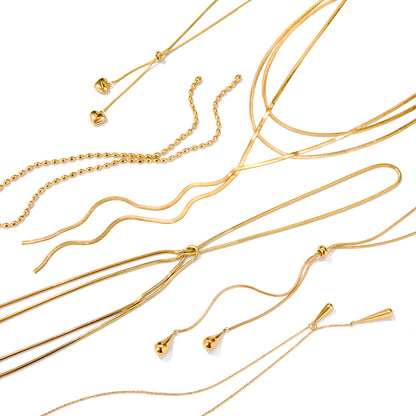 Stainless Steel Chain Y-Chain Light Luxury High-End Necklace Titanium Steel Long Necklace Autumn Winter Sweater Chain