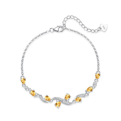 S925 Sterling Silver Bracelet for Women, High-End Pear-Shaped Natural Peridot Topaz Light Luxury Crystal Stone Hot Item