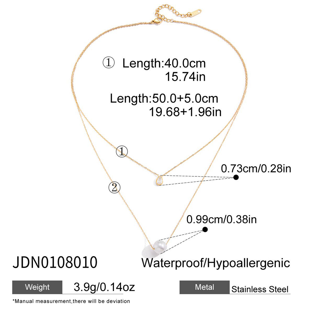 Titanium Steel Imitation Pearl Necklace Light Luxury High-end Clavicle Chain Stainless Steel Jewelry Zircon Jewelry