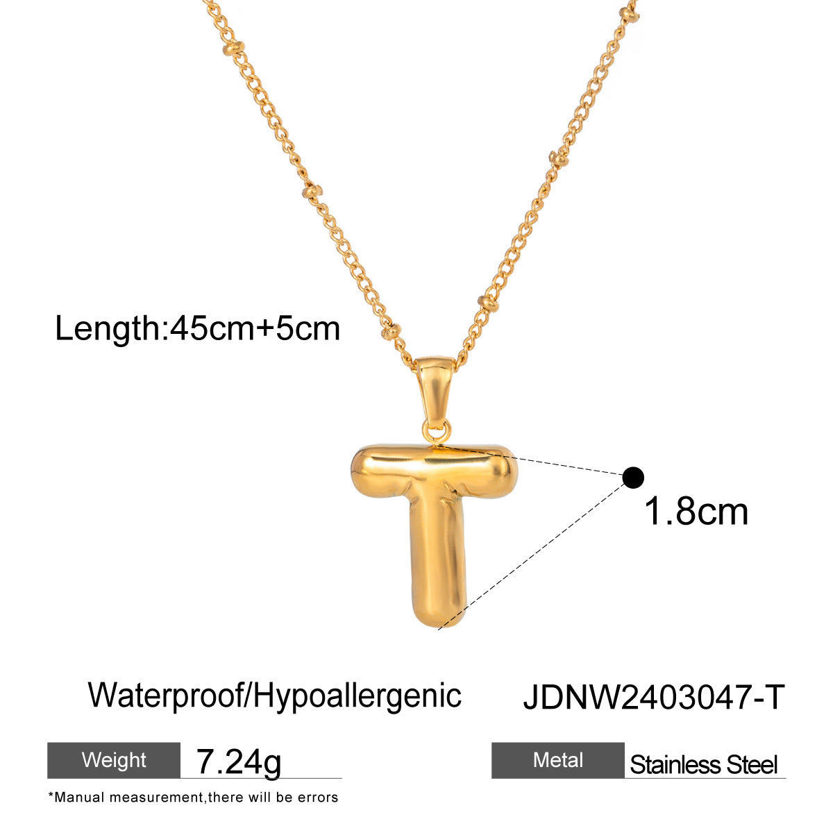 Stainless Steel Letter Necklace Pendant High-End Clavicle Chain Titanium Steel Jewelry Necklace