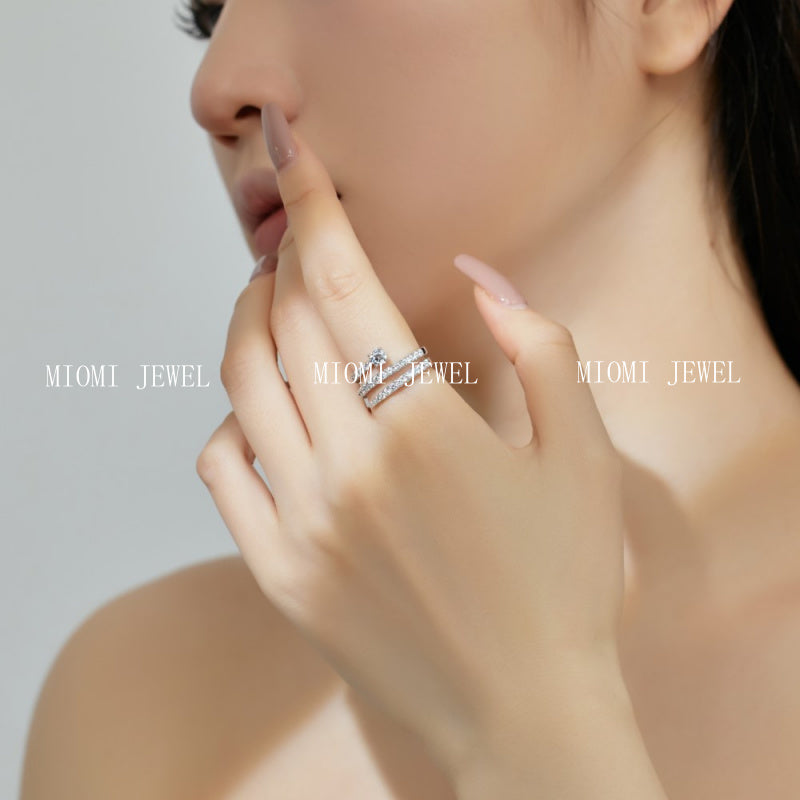 Cross-Border S925 Sterling Silver Ring Inlaid with Zircon Snake-Shaped Multi-Layer Spiral Wrapped Design Ring Wholesale