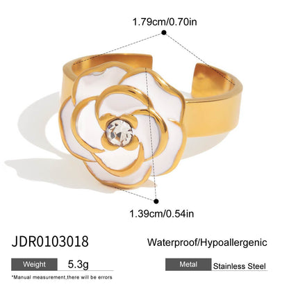 Flower Titanium Steel Necklace Light Luxury Niche Earrings for Women High-end Light Luxury 18K Gold Stainless Steel Ring