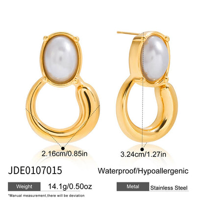 Titanium Steel Imitation Pearl Earrings Light Luxury High-end Earrings Non-fading Earrings Stainless Steel Jewelry