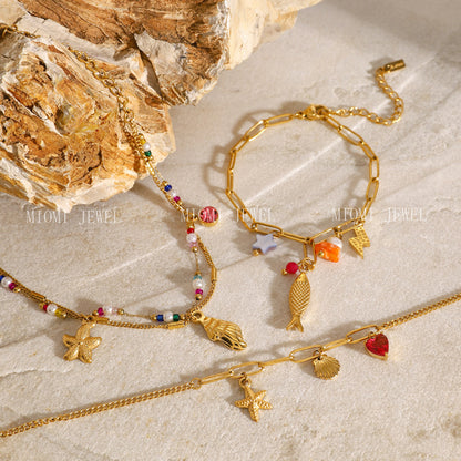 Stainless Steel Natural Stone Ocean DIY Bracelet High-end Personality Jewelry 18k Titanium Steel Accessories