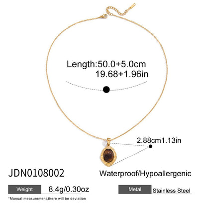 Titanium Steel Pearl Necklace Light Luxury High-end Tiger Eye Stone Collarbone Chain Non-fading Jewelry Stainless Steel Accessories for Women