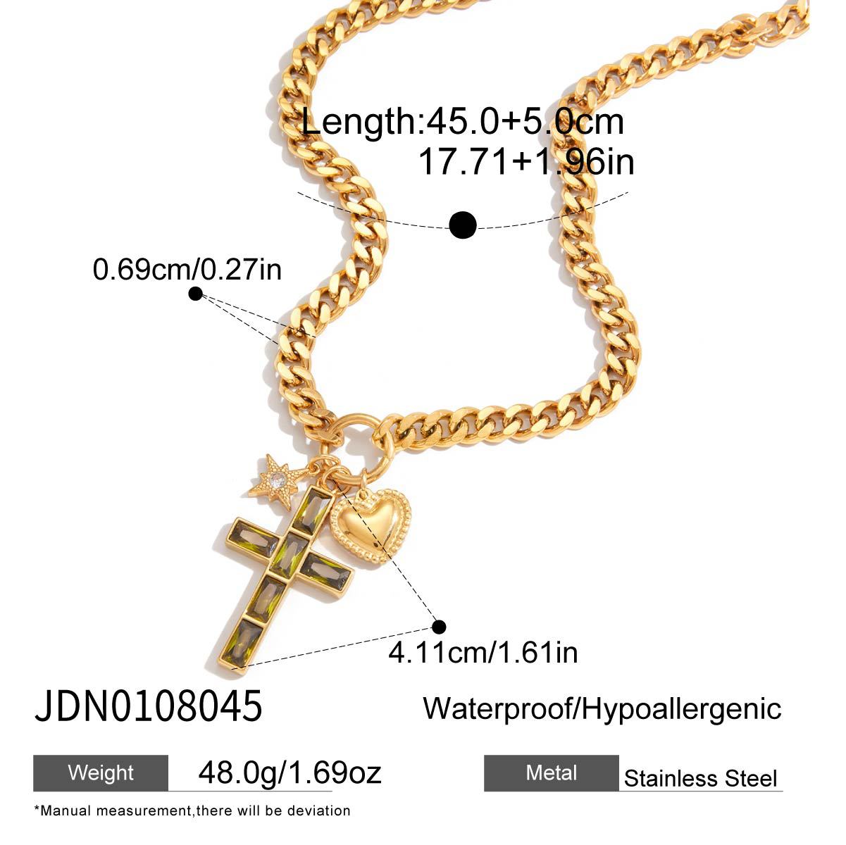 Zircon Titanium Steel Cross Necklace Pendant Accessory Light Luxury Clavicle Chain Stainless Steel Jewelry High-end Feel
