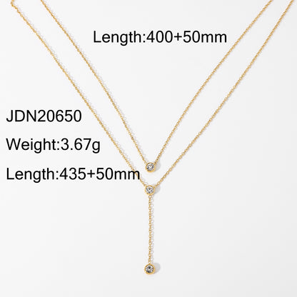 Stainless Steel Zircon Y-Chain Light Luxury Long Necklace Titanium Steel Jewelry for Women High-End Autumn Winter Sweater Chain