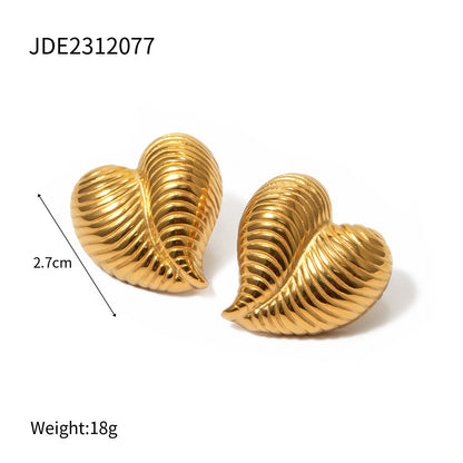 Heart-shaped Earrings Luxury High-end Feel 18K Gold Stainless Steel Necklace Accessories Women's Jewelry