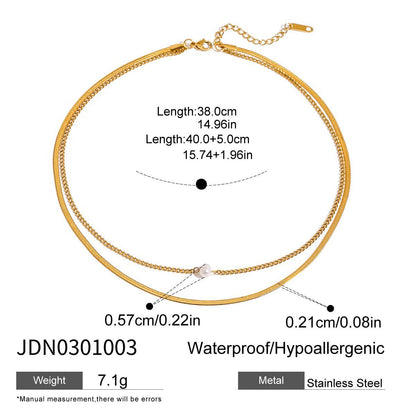 Double Layer Stacked Titanium Steel Necklace Light Luxury High-end Clavicle Chain Stainless Steel Jewelry Non-fading