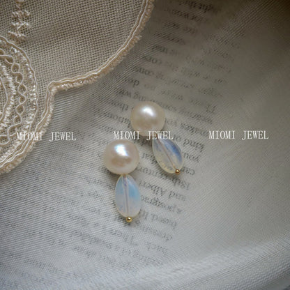 Natural  Pearl Turquoise Pink Crystal Amethyst Irregular 925 Silver Needle Irregular Earrings Ear Jewelry