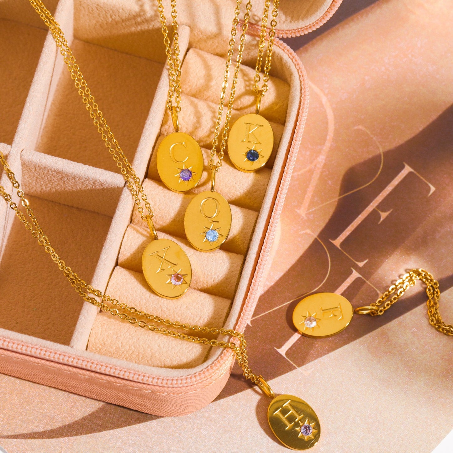 Titanium Steel 26 Letters Zircon Pendant Necklace Twenty-Six Initials Clavicle Chain Furnace Vacuum Electroplating