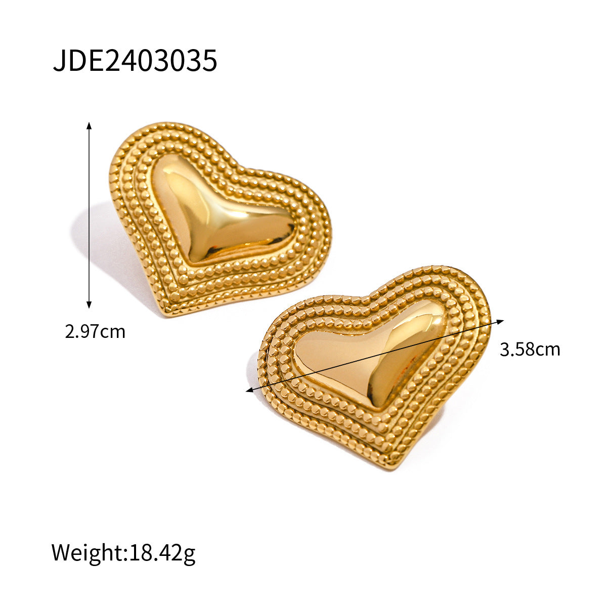 Heart-shaped Earrings Luxury High-end Feel 18K Gold Stainless Steel Necklace Accessories Women's Jewelry