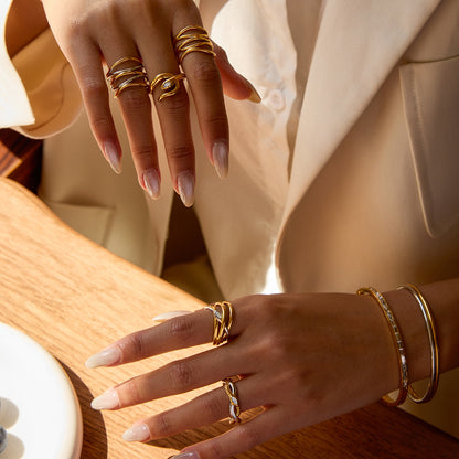 Original Design Jewelry Stainless Steel Snake Ring Titanium Steel Non-Fading Jewelry High-End Feel Ring