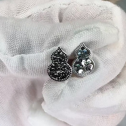 Pure Silver S925 Light Luxury CNC Crushed Ice Gourd Earrings Niche Sparkling Simple High-end Exquisite