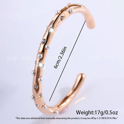 Stainless Steel Bracelet Trendy Inlaid Pearl Bracelet Women's Titanium Steel Retro Versatile Hand Jewelry