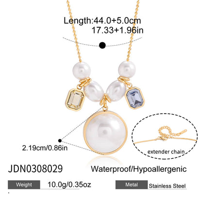 Titanium Steel Imitation Pearl Necklace Accessories Women's Stainless Steel Jewelry High-Quality Non-Fading Collarbone Chain