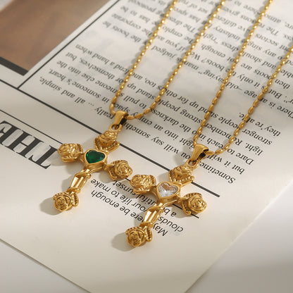 Cross Zircon Titanium Steel Necklace Light Luxury High-end Non-fading Jewelry Stainless Steel Accessories