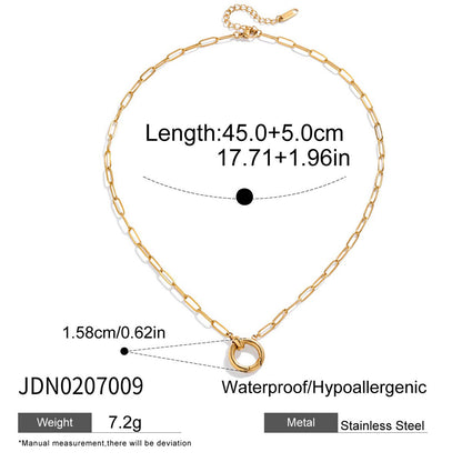 DIY Ring Buckle Titanium Steel Heart Necklace Accessories for Women, Light Luxury High-end Clavicle Chain Stainless Steel Jewelry