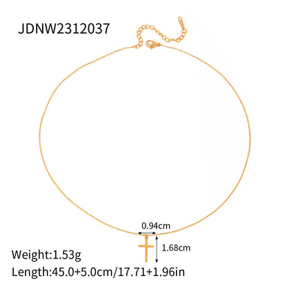 Stainless Steel Cross Pendant Necklace Zircon Natural Stone Clavicle Chain Titanium Steel Neck Chain Jewelry