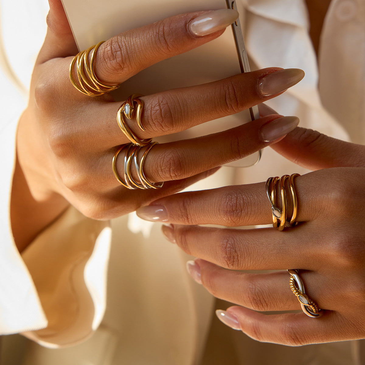 Original Design Jewelry Stainless Steel Snake Ring Titanium Steel Non-Fading Jewelry High-End Feel Ring