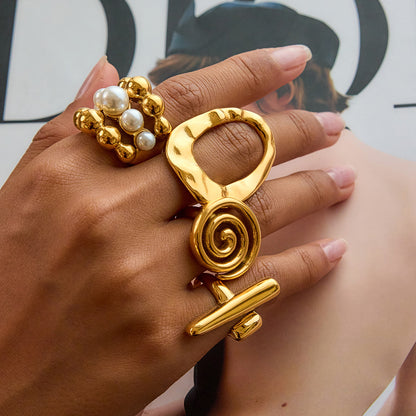 Geometric Ring Titanium Steel Non-Fading Jewelry Light Luxury High-End Feel Ring Hot-Selling Stainless Steel Jewelry for Women