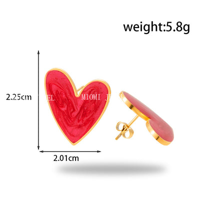 gold plated Titanium Steel Simple Versatile Stainless Steel Oil Painting Heart necklace