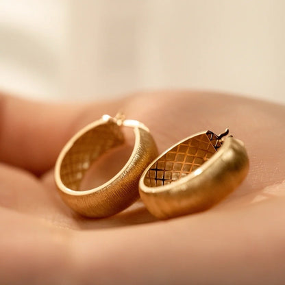 Vintage Style Brushed Craft Earrings Jewelry Brushed Plain Hoop Earrings Studs Niche Versatile Ear Clips Light Luxury Ear Accessories