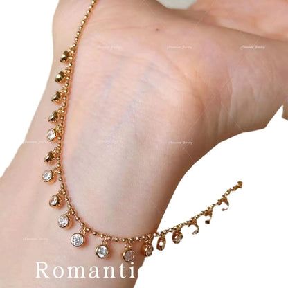 Pure Silver S925 Real Gold Plated High Carbon Diamond Bubble Necklace Layered Chain Light Luxury High-end Exquisite Niche