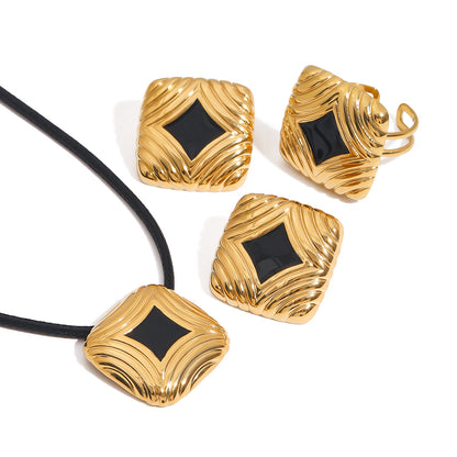 Oil Drop Jewelry Ring Titanium Steel Non-Fading Jewelry Stainless Steel Necklace Women Light Luxury High-End Earrings