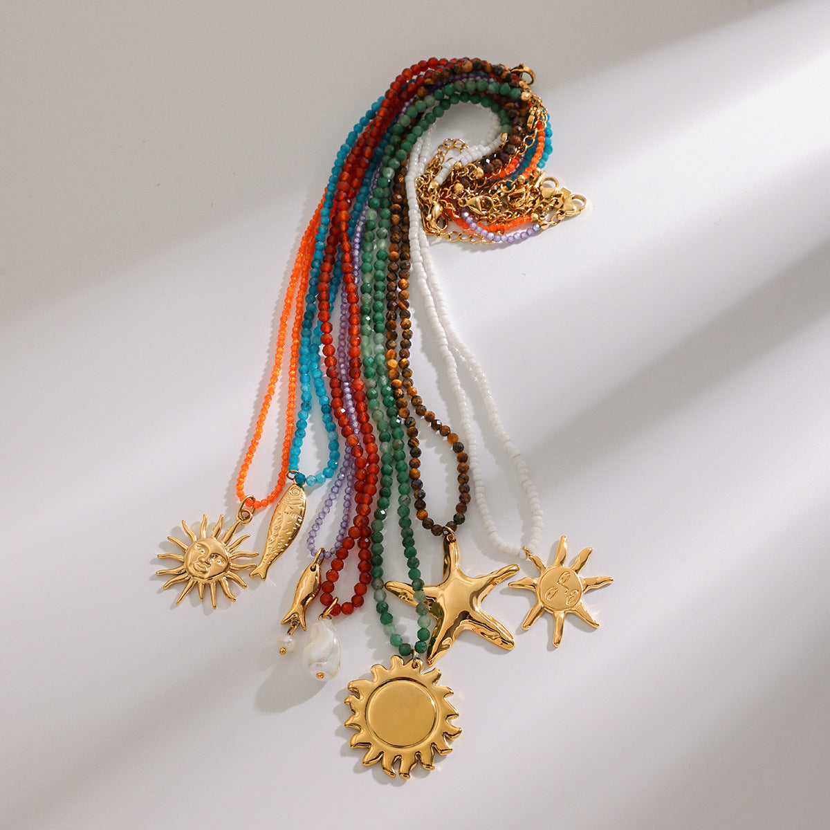 Stainless Steel Vacation Style Beaded Necklace Titanium Steel Jewelry for Women High-End Non-Fading Collarbone Chain