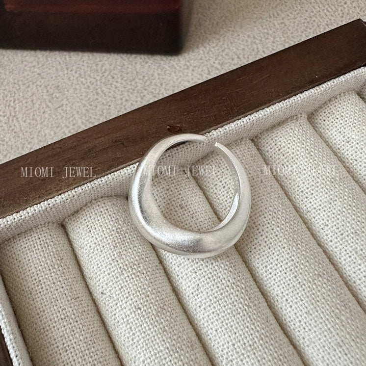 S925 Sterling Silver Irregular Wave Matte Ring for Women Korean Simple Niche Design Versatile Ring