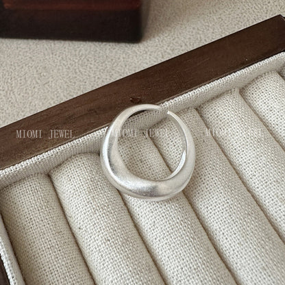S925 Sterling Silver Irregular Wave Matte Ring for Women Korean Simple Niche Design Versatile Ring