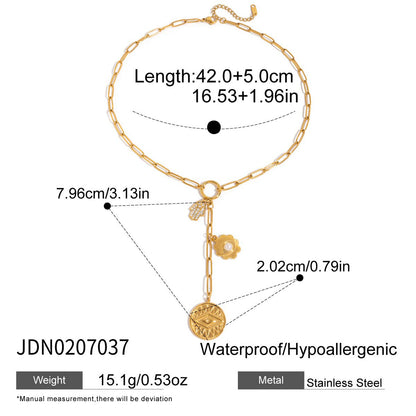 Titanium Steel Cross Long Necklace Light Luxury High-end Y-shaped Chain Stainless Steel Jewelry Sweater Chain