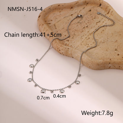 Trendy Zircon Tassel Stainless Steel Necklace 18K Gold Plated Light Luxury High-End Jewelry Wholesale