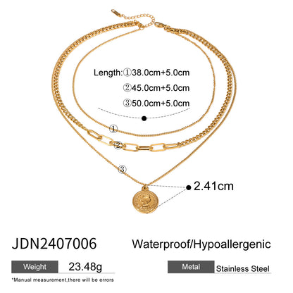 Stainless Steel Gold Multi-layer Necklace High-end Ins Pendant Jewelry Non-fading Titanium Steel Collarbone Chain